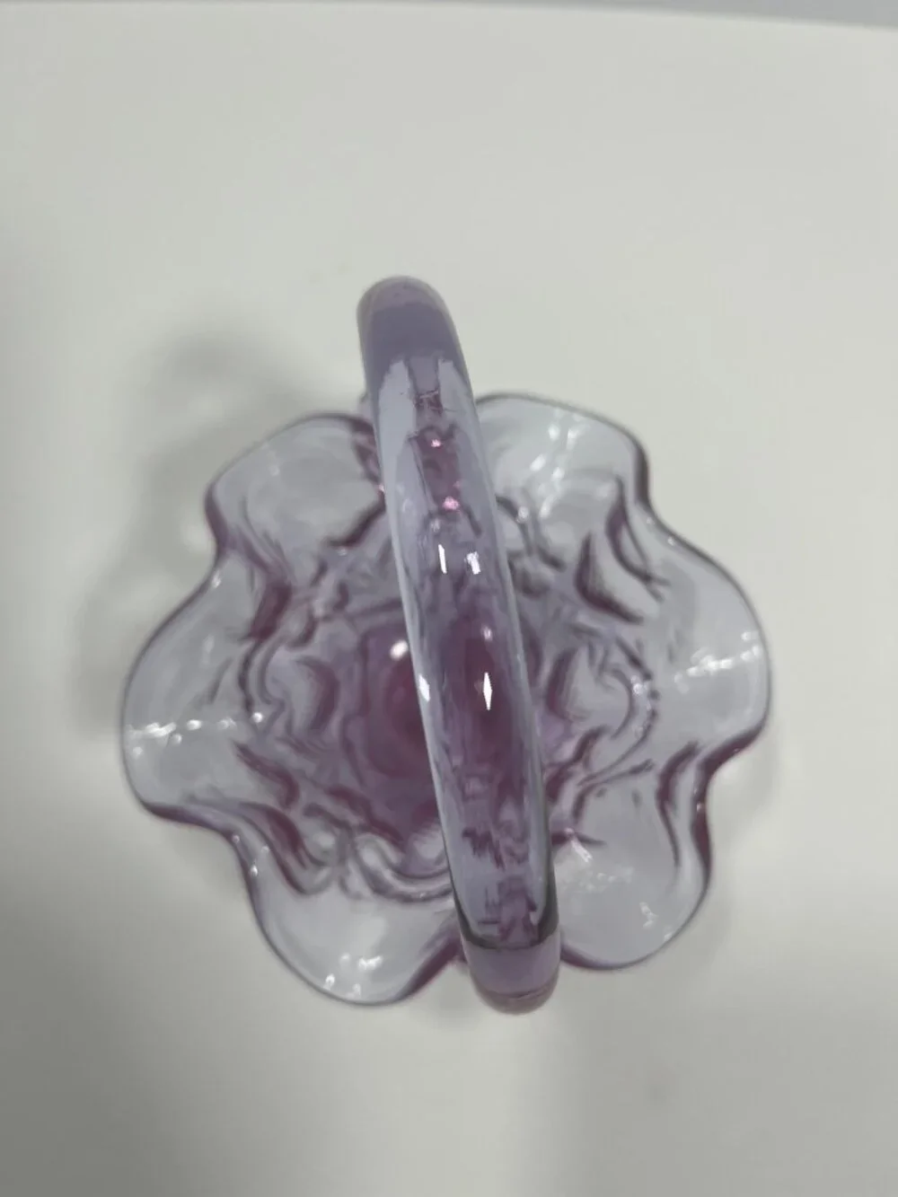 Vintage Lavender Purple Glass Basket – Embossed Fruit / Strawberry Pattern